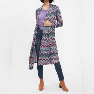NWT FDJ French Dressing Chevron Patterned Long Cardigan/Duster Multicolor